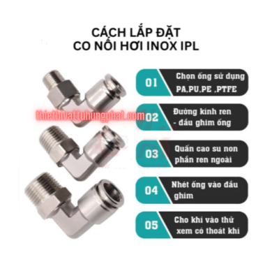 Co nối hơi inox PL 304